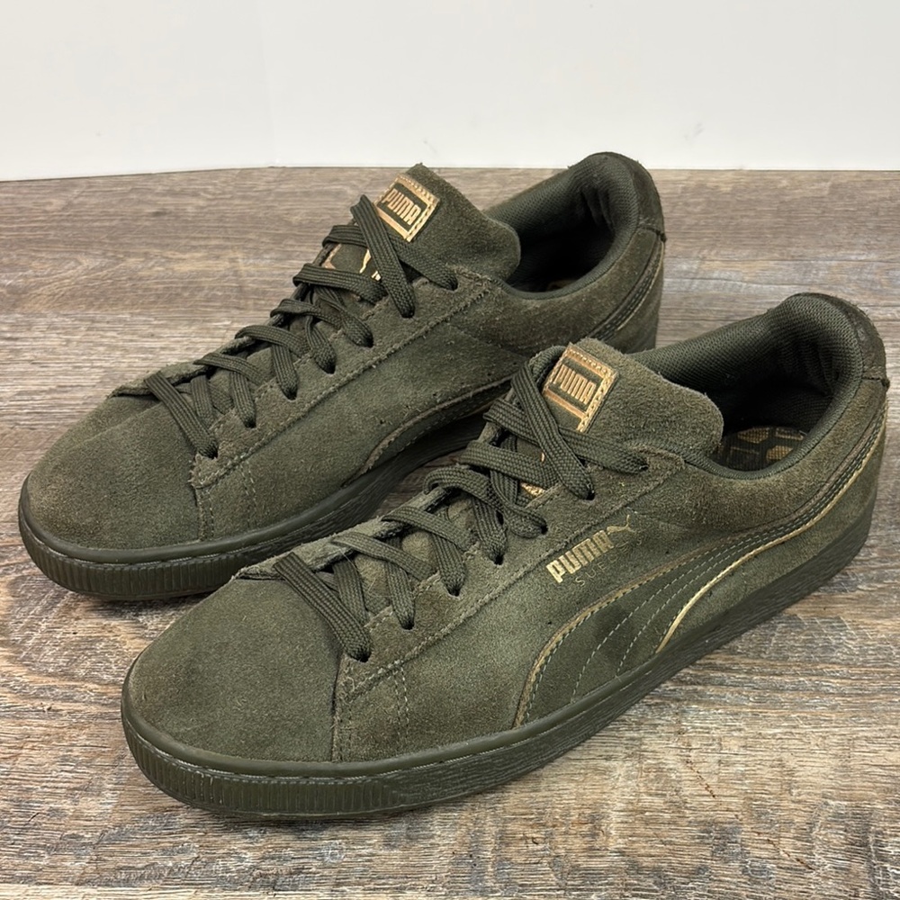 Puma Olive Green Suede Skate Shoes Size 8